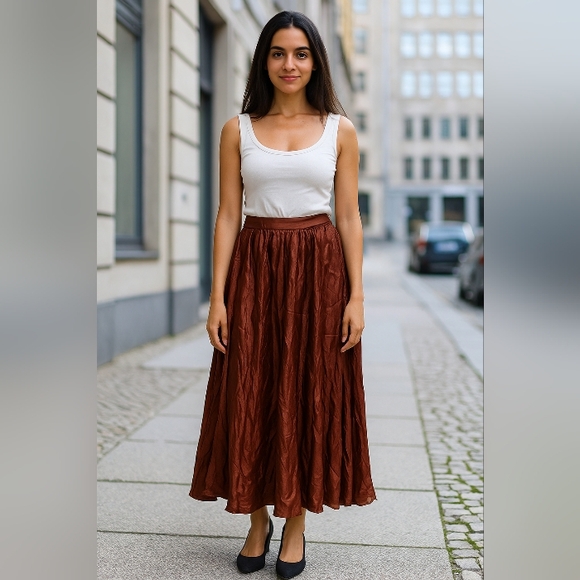 Dresses & Skirts - Rust maxi pleated skirt SZ Medium